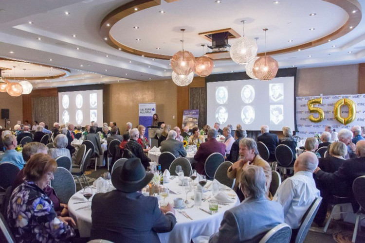 Alumni gathered at a reunion celebration